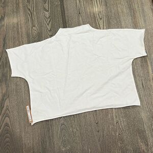 NWT Skims Raw Edge Super Cropped Tee Mock Neck Short Sleeve Stretch Marble 4X